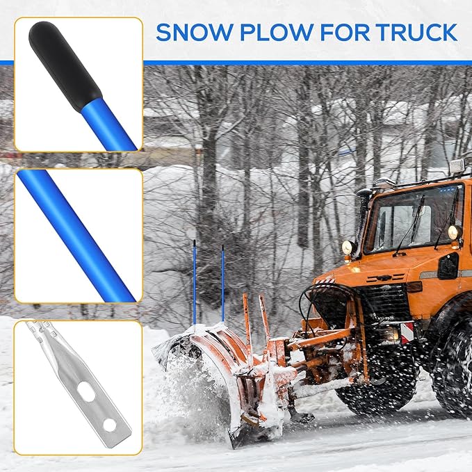 Lasnten 4 Pcs 36 Inch Snow Plow Blade Markers Guide Kit Steel Wire Inside Bolt on Bumper Guides High Visibility Easy Installation for ATV Western Snowplows(Blue)