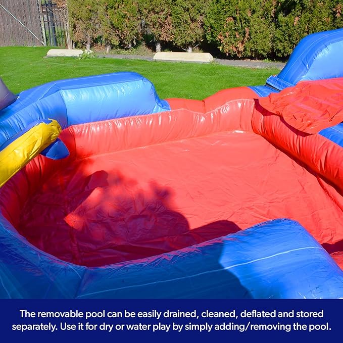 HeroKiddo 15’ Ocean Shark Commercial Grade Lightweight Premium Water Slide with Detachable Pool for Kids and Adults (with Blower), Wet Dry Combo, Big Inflatable, Outdoor Indoor, Birthday Party Rental