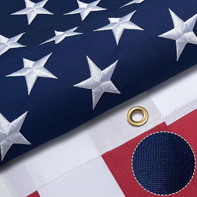 High Wind American Flag for Outdoor 5x8 Ft - Heavy Duty Allegiance US Flag with Embroidered Stars, Sewn Stripes & Brass Grommets All Weather Fade Resistant for Outside Use
