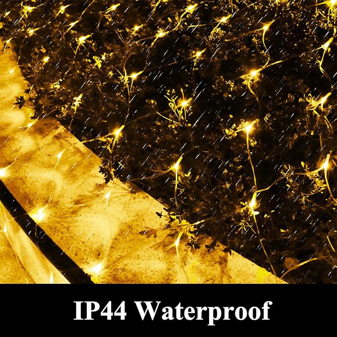 Net Light Mesh Lights, 240LED Timer Tree Warp Fairy Lights Outdoor Pulg in Hanging String Light for Christmas, Halloween, Garden, Walkway, Bushes Decor-9.8ft x 6.6ft(Warm White)