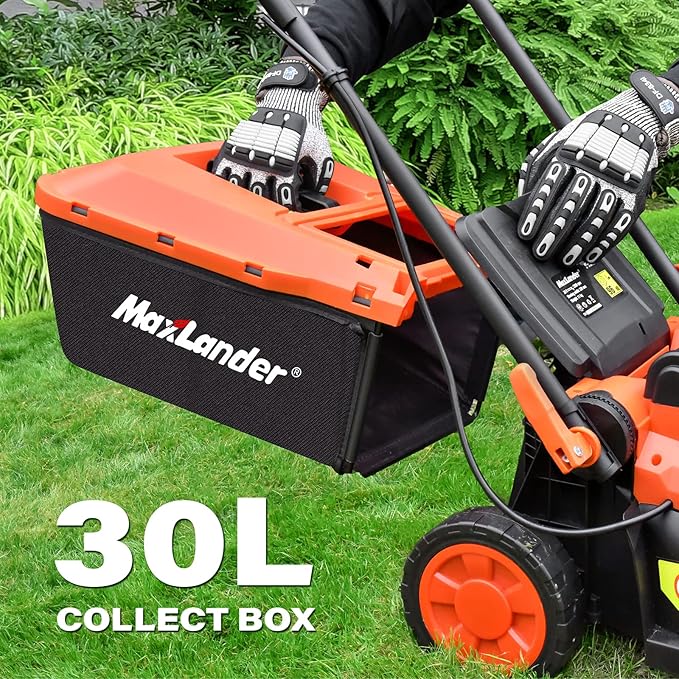 Maxlander Lawn Mowers/4.0 Ah Battery, 13 Inch Electric Lawn Mower Cordless, 20V 2-in-1 Battery Powered Lawn Mower with Brushless Motor, 5-Position Height Adjustment, Battery and Charger Included