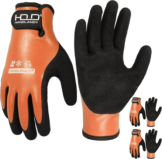 HANDLANDY Waterproof Work Gloves for Cold Weather, Insulated Winter Freezer Work Gloves with Grip for Men & Women