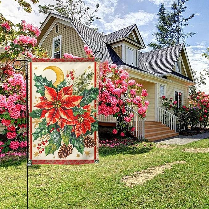 Christmas Garden Flag Vertical Double Sided Outdoor Yard Flags 12.5x18 Inch Burlap Banners for House Lawn