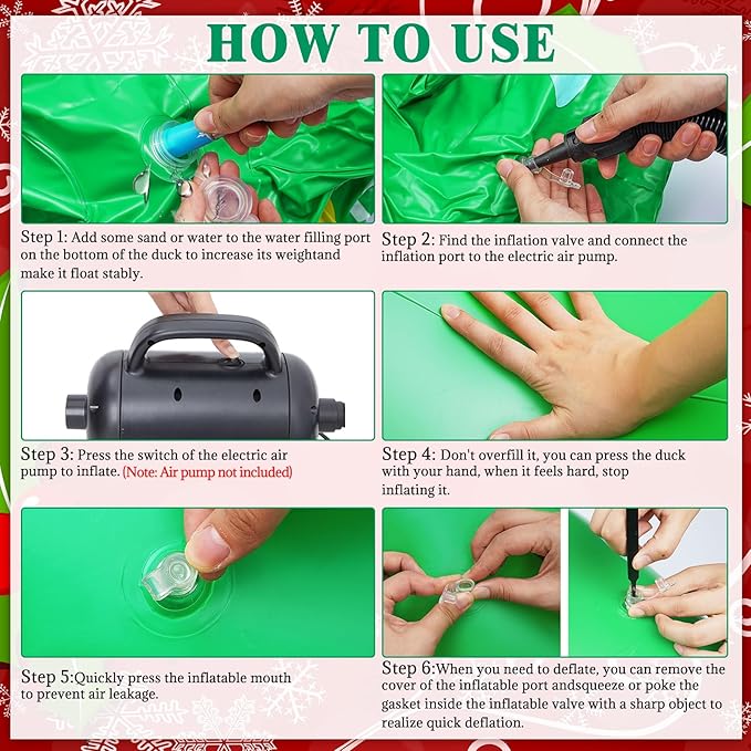 Hungdao 9 Pcs Christmas Golf Cart Parade Decorations Include 1 Pcs 4 Feet Inflatable Giant Xmas Tree Duck with Float Bunting Flag Tinsel Garland for Christmas Car Yard Party Decoration