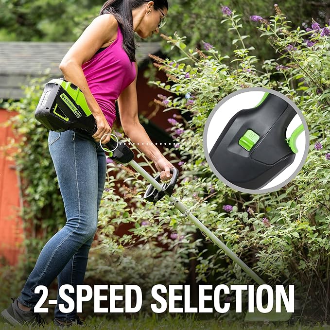 Greenworks 80V 21" Cordless Battery Push Lawn Mower,16" Cordless Battery String Trimmer Combo Kit w/(1) 4Ah Battery & (1) 4A Rapid Charger
