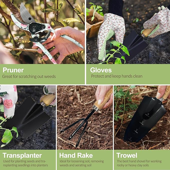 Gifts for Grandma, Grandma Garden Kit Birthday Gifts from Grandkids Floral Gardening Tools and Durable Garden Tools Organizer Tote, Ideal Gardening Gift for Women on Grandparents Day Chrismas