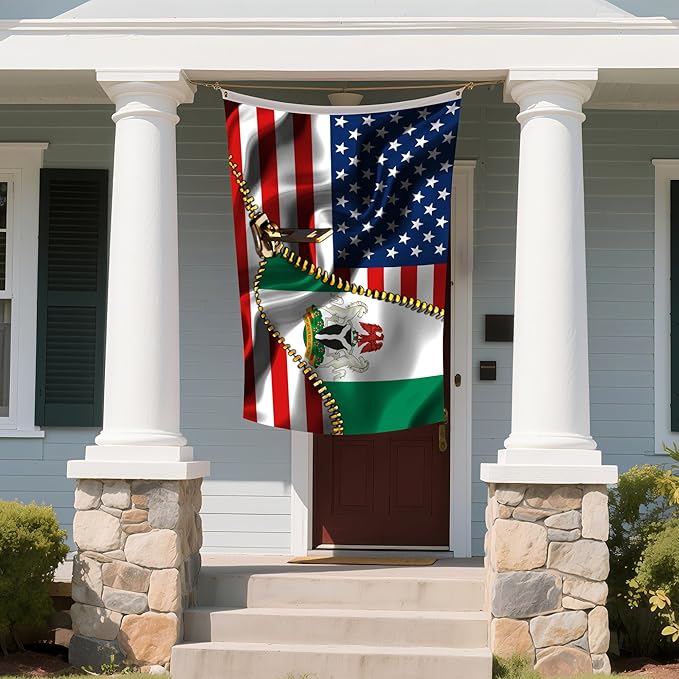 Vintage American America Usa Nigeria Nigerian Flags For Outside Yard 3x5 Ft Double Sided Printed 100d Polyester Lightweight Garden Welcome Outdoor Banner Brass Grommets
