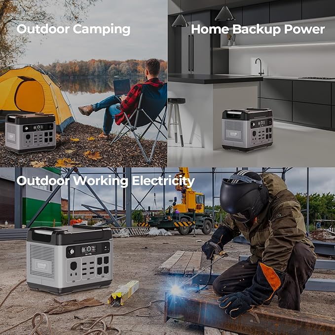 OUKITEL P2001 Plus 2400W/2048Wh Solar power station with 4 AC Outlets(5000W Peak),2400W Solar Generator with 500W Solar Panels, 1800W Super Fast Charging, Emergency Power Station for Home, Camping