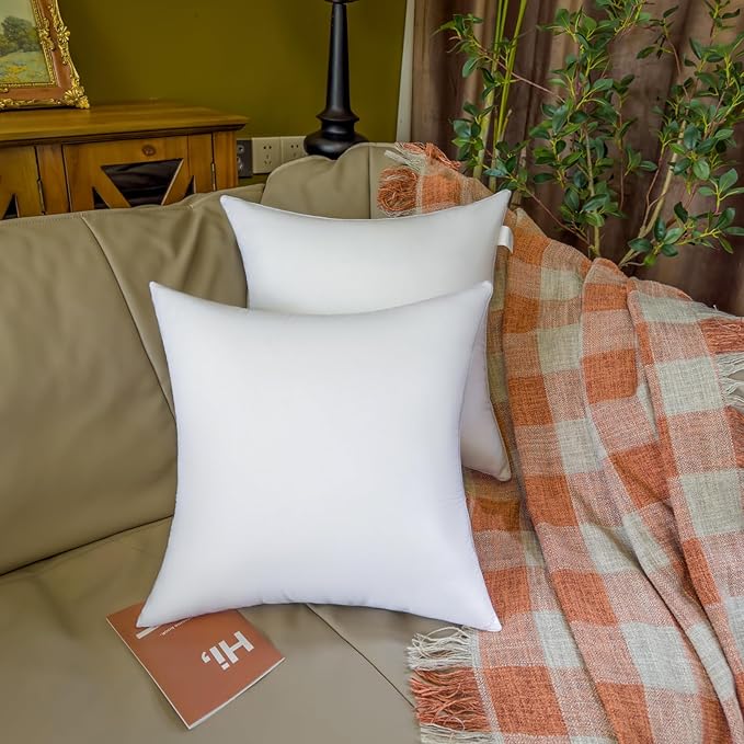 22 x 22 Outdoor Pillow Insert Pack of 2 Patio Furniture Pillows Cushion Waterproof Square Throw Pillow Inserts Decorative Couch Pillow Inserts White Sofa Sham Cushion Stuffer