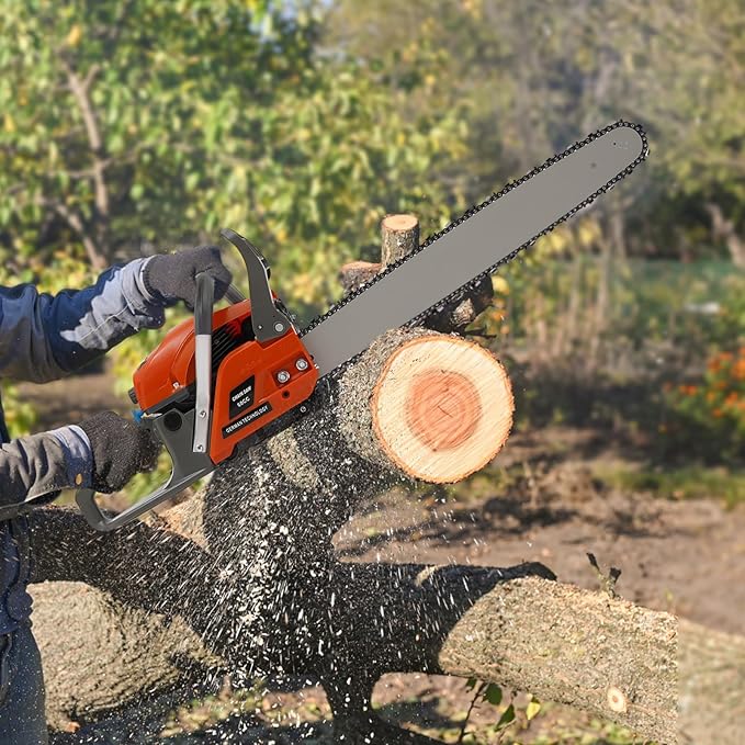 22 Inch Gas Chainsaw 60CC 2.8KW Petrol Chainsaws 2-Stroke Engine Chainsaw Chain Saw Set for Cutting Wood Outdoor Home Farm Us (Orange)
