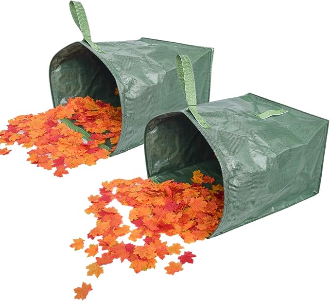 UNISTRENGH 2-Pack Set 106 Gallons Reusable Garden Bag with Reinforced Handles Heavy Duty Gardening Bags Lawn Pool Garden Leaf Waste Bag (Green-Double)
