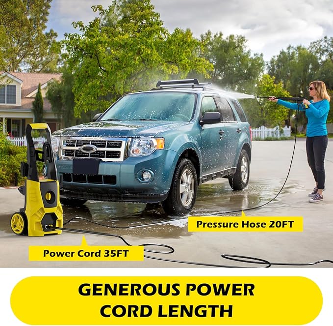 Pressure Washer-5000PSI with 4 Nozzles, 35FT Power Cord, Power Washer Cleaning Machine with Foam Cannon for Cars Fences Driveways Patios Home Cleaning