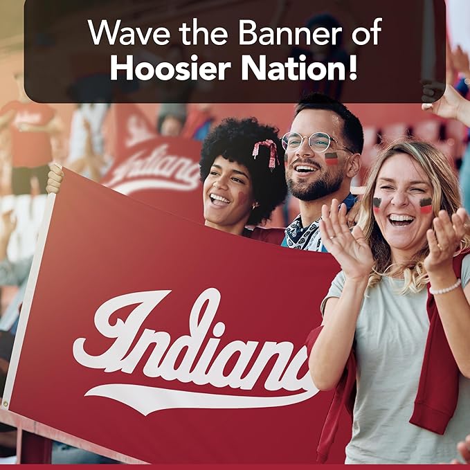 Indiana Hoosiers College Sports Printed Flag - NCAA Licensed - Nylon - School Banner (White, Red) (3' x 5')