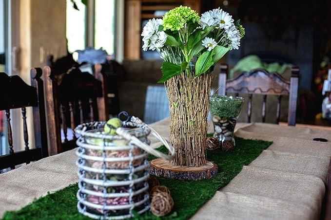 Byher Dried Moss Table Runner for Party Garden Decoration, Dark Green 30cm X 180cm ( 12" x 71" )