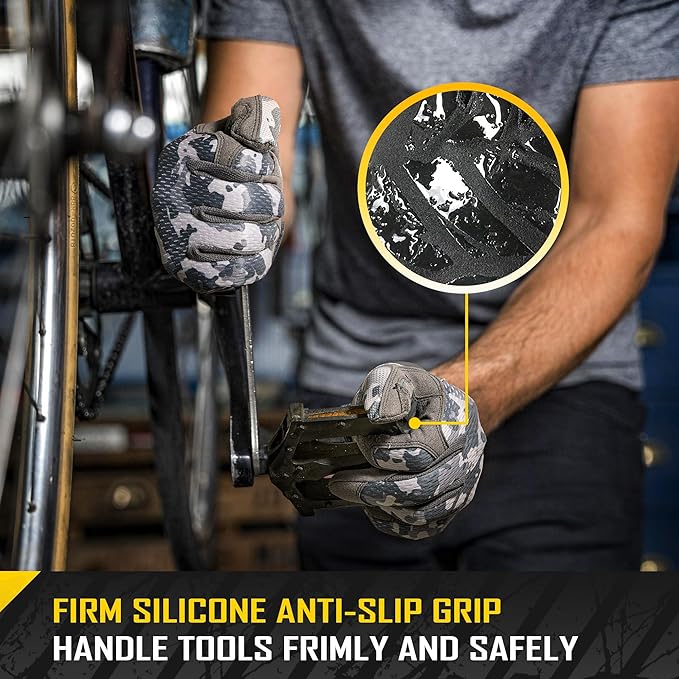 COOLJOB Touchscreen Utility Mechanic Safety Work Gloves For Men with Grip, Breathable, Ultra-Soft, Lightweight，S-XL