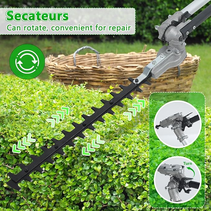 Weed Wacker Gas Powered,8 in 1 Multi Trimming Tool,52CC 2-Cycle Gas Powered Hedge Trimmer,Weed Eater,String Trimmer,Brush Cutter,Edger,Pole Saw Chainsaw Pruner with Extension Pole 1.2L 2.3kw