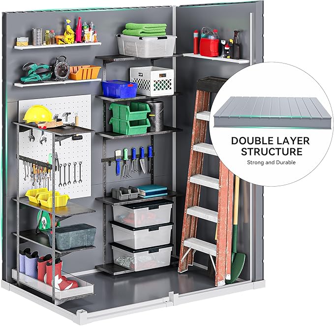 DWVO 5x3ft Resin Outdoor Storage Shed with Floor, Waterproof Lockable Storage Shed with Window, Plastic Outside Tool Storage for Garden, Backyard, Patio, Lawn, Gray