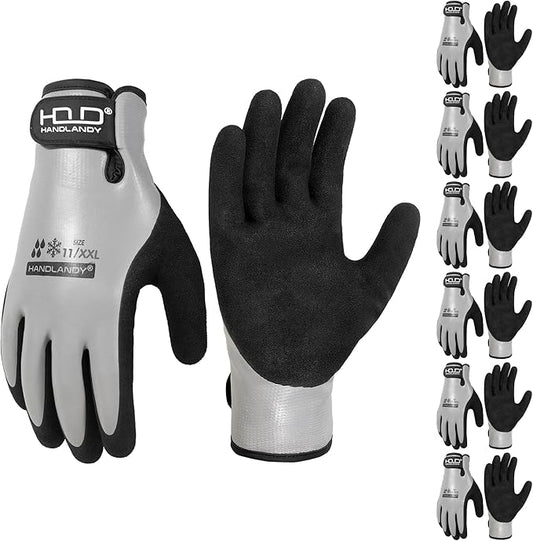HANDLANDY Waterproof Work Gloves for Cold Weather, Insulated Winter Freezer Work Gloves with Grip for Men & Women