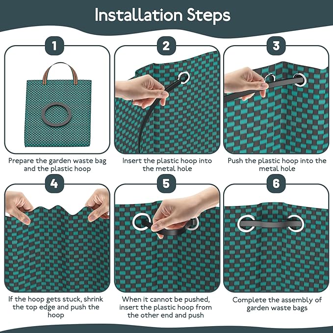 Mokani Reusable Yard Waste Bags, 32 Gallon Lawn and Leaf Bags 3 Packs, Heavy Duty Garden Bags with Reinforced Handles, Camping Yard Recycling Leaf Bag for Leaves