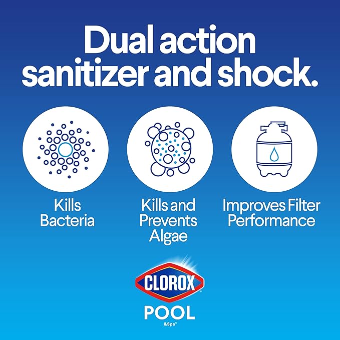 Clorox® Pool&Spa All in One XtraBlue Chlorinating Granules, Dual Action Sanitizer & Shock, Kills Bacteria (27 LB)