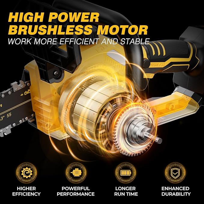 2-in-1 Electric 10-Inch Pole Saw and Chainsaw, Battery Powered Chainsaw Pole Chain Saw, Brushless Motor, 14.5 FT Max Reach Extension Pole for Outdoors Pruning with 1×4.0ah Battery (Battery Included)