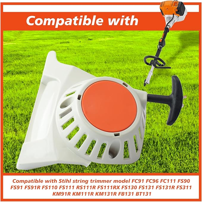 4180 190 4002 Rewind Pull Starter Assembly Replacement for Stihl String Trimmer Model Fs90 FS91 FS110 FS111 FS130 FS131 KM91R KM111R KM131R Replace 4180-190-4002 41801904002