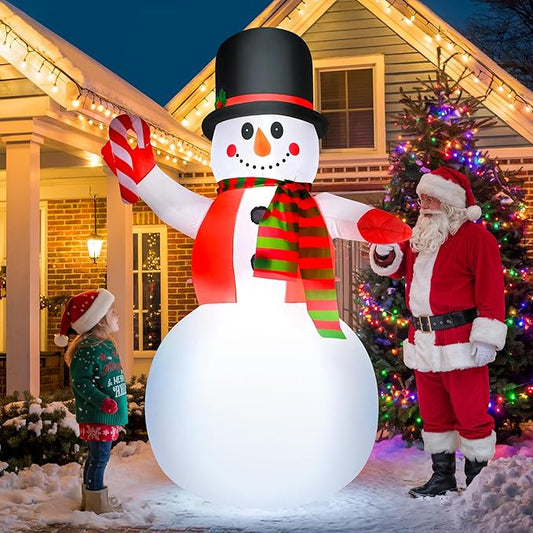 8 FT Christmas Inflatable Snowman Outdoor Decoration, Giant Christmas Blow Up Outdoor Decor Waterproof with Built-in Bright LED Lights for Yard Garden Patio Lawn