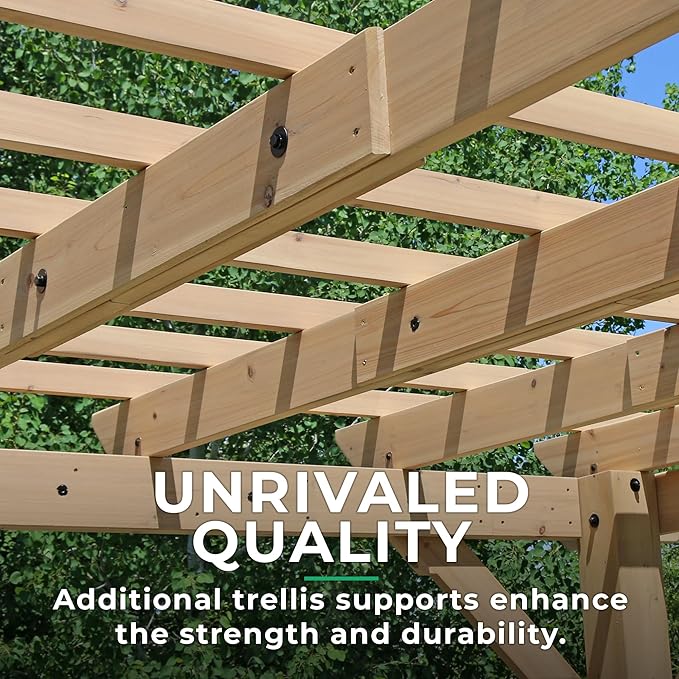 Yardistry 10 x 22 Meridian Cedar Wood Pergola for Patios, Decks, Garden, Backyard, Durable