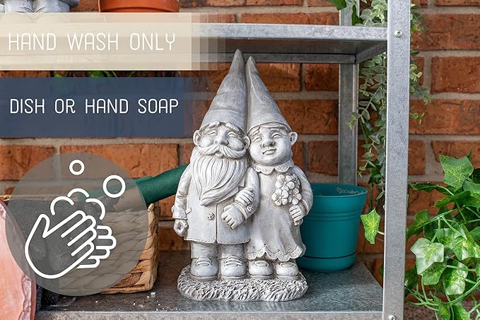 NAT & JULES Gnome 12 inch Resin Stone Garden Statue (Married Gnome Couple)