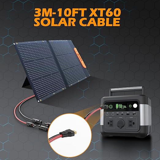 10AWG XT60 Solar Cable,10Ft-3M MCfour to XT60 Solar Cable with XT60 Adapter XT60 Connector for Portable Power Station(Red and Black).