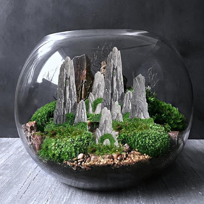 BESPORTBLE 8Pcs Mini Zen Garden Decor - Resin Fake Rock Ornaments for Terrarium, Japanese Bonsai, Fairy Landscape & Tabletop Displays - Small Snake Habitat, Fall Micro Plants, Office Desk Accessories