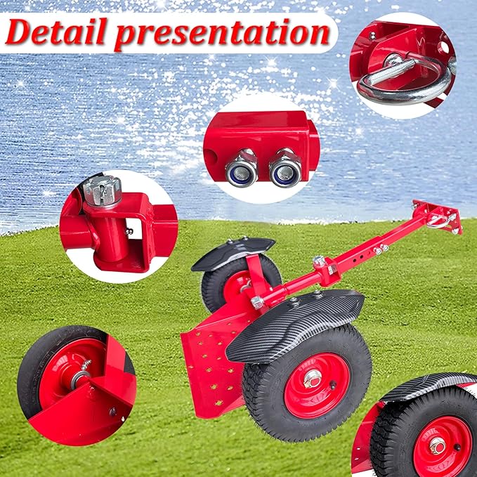 Wheels Lawn Mower Sulky for Lawn and Landscape Professionals,Mudguard Design,Anti-Skid Design, Vacuum tire (Red)