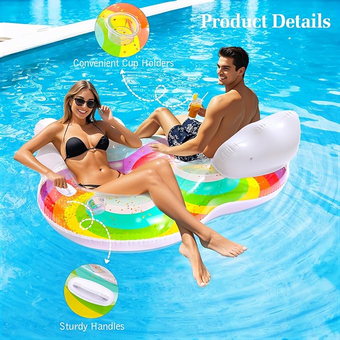 HeySplash Pool Lounger Float for Adult, Inflatable Pool Floats Bed Cooling Contour Lounger Rafts, Water Rafts for Lake, Outdoor Beach Pool Party