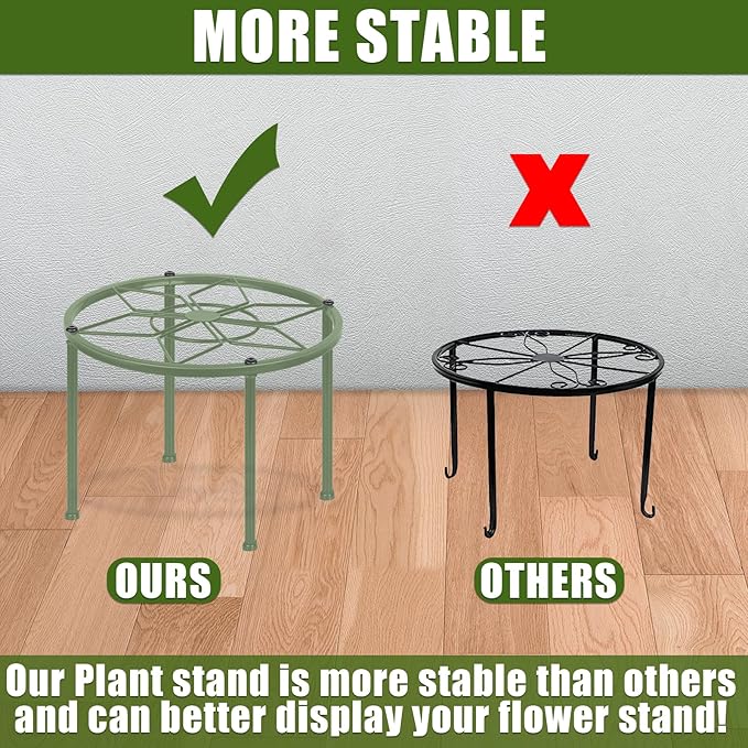 Metal Plant Stands, Anti-Rust Iron Flower Pot Stand, Heavy Duty Plant Pot Shelf, Decoration Racks for Home Indoor and Outdoor 10 Pcs (Green)