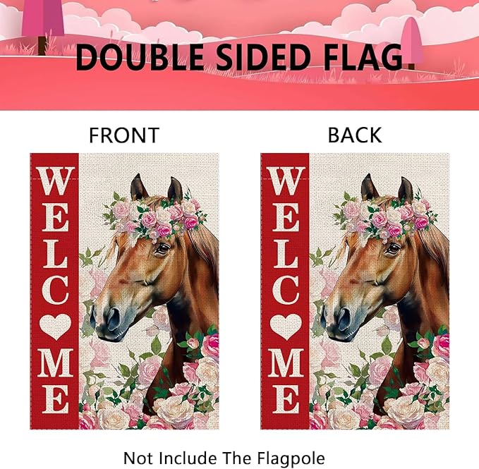 Seasonal Garden Flags Horse Double Sided Flags Set of 11 Holiday Farmhouse Indoor Outdoor Christmas Gifts Yard Lawn Decorations 12.5x18 Inch