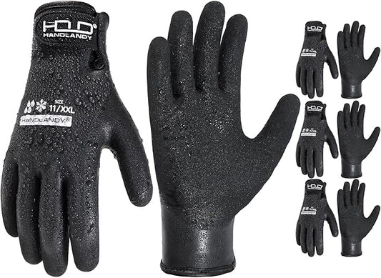 HANDLANDY Waterproof Work Gloves for Cold Weather, Insulated Winter Freezer Work Gloves with Grip for Men & Women