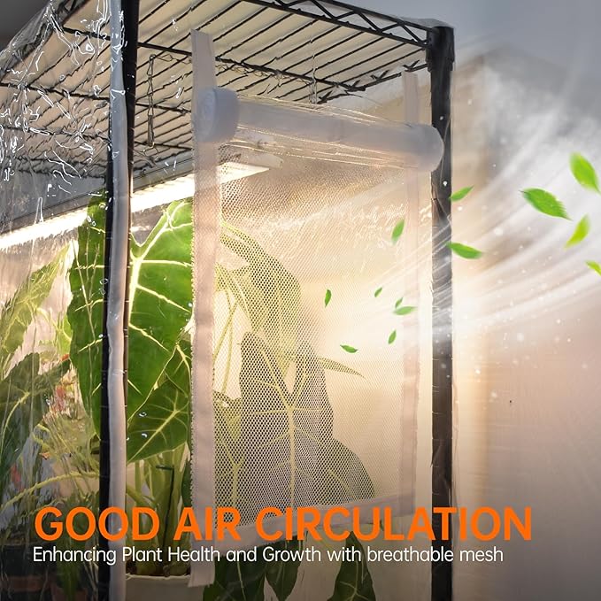 Bstrip Indoor Greenhouse with Grow Light, Tall Plant Stand with 4 Pack Full Spectrum Plant Lights , 3 Color Modes, Plant Shelf with Tent for Indoor Plant, Seed Starting, Seed Tray, 47.2"x17.8"x71"