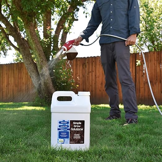 Organic Super Seaweed Humic Acid Blend for Lawn & Plants - Soil Treatment for Turf Grass and Garden- Liquid Sea Kelp -Soil Hume- Increase Nutrient Uptake - Use with Fertilizer Program (2.5 Gallon)