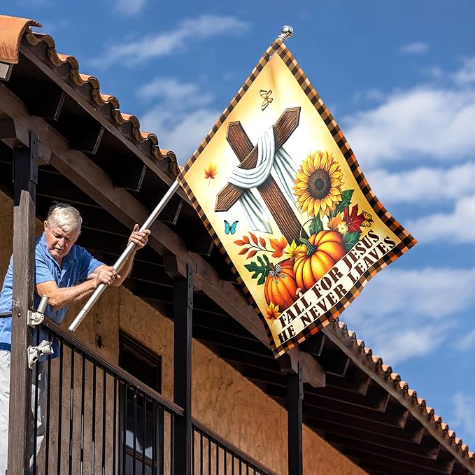 FLAGWIX Fall Christian Flag - House Flags for Outside 29.5" x 39.5" - Christian Gifts for Women Faith, Fall Decorations for Home, Thanksgiving Decorations for Garden Decor, Outdoor Decor for Patio