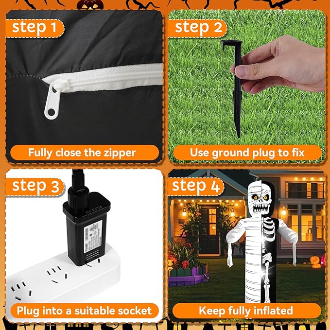 8FT Zombie, Halloween Outdoor Inflatable Decoration, with Built-in LED Lights, Suitable for Outdoor lawns, Gardens, terraces and Halloween Parties