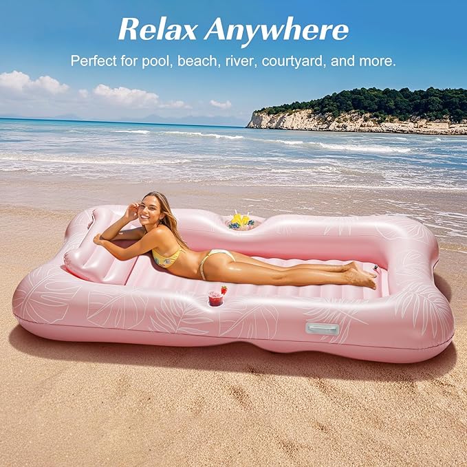 HeySplash Pool Lounger Float for Adult, Inflatable Pool Floats Bed Cooling Contour Lounger Rafts, Water Rafts for Lake, Outdoor Beach Pool Party