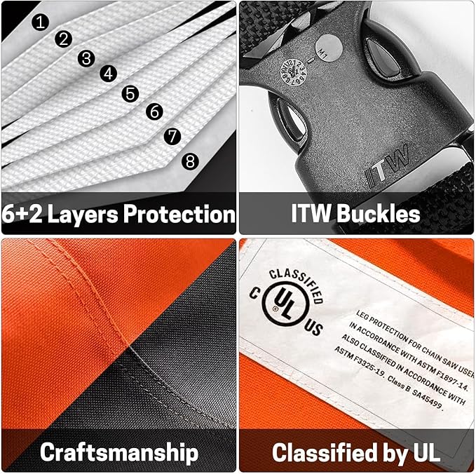 Chainsaw Chaps Apron Wrap 8-layer for Men/Women Loggers Forest Workers Protective Chain Saw Pants Adjustable