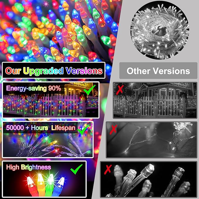 1620 LED Christma Lights with 360 Drops, 164ft Outdoor Hanging lights with 8 Modes & Timer Memory, Outsite Waterproof Curtain String Lights for Front House Fence Tree Holiday Decorations Multicolor