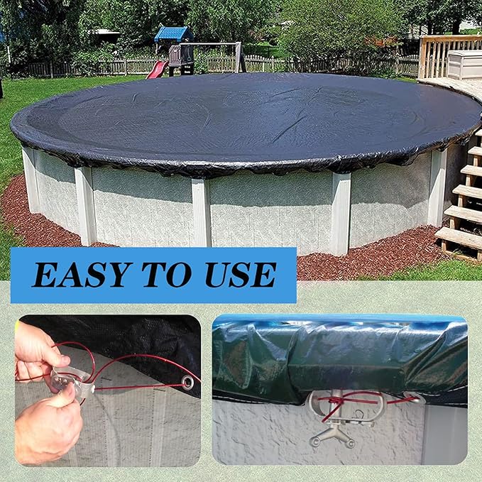 Pool Cover Cable and Winch Kit - 100 Feet Pool Cover Cable and Ratchet for Securing Above Ground Swimming Pool Winter Covers