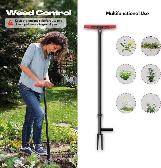 FLORA GUARD Weed Puller Tool with Long Handle - Stand-Up Weeding Tool for Lawn & Garden, Effortlessly Remove Roots Without Bending or Kneeing, Extra Long Gripper for Dandelion & Deep Roots