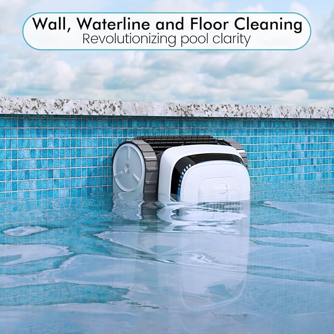 Pool Vacuum Robot for Inground Pools, 45,000Pa Suction Power, Smart Navigation, 4L Filter Basket