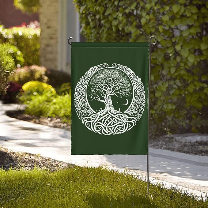 Viking Tree Garden Flag Vertical Double Sided Outdoor Yard Tree Flags 12.5x18 Inch Burlap Banners Vertical Double Sided for Outdoor Decor Lawn