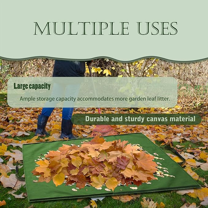 Reusable Yard Waste Bags, Leaf Bags with Handles 600D Oxford Cloth Leaf Collector Foldable Waste Container Lawn Leaf Pick Up Tools Portable, 45.27x22.75 (inch)