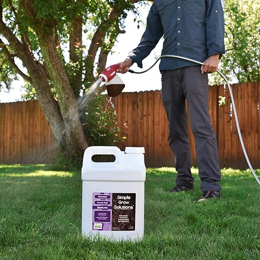 Organic Liquid Seaweed for Lawn & Plants - 8% Kelp Blended with Humic Acid - OMRI Organic Fertilizer Supplement Concentrated - Sea Hume- Natural Treatment for Turf Grass and Garden - Simple Lawn Solutions - Soil Conditioner (2.5 Gallon)