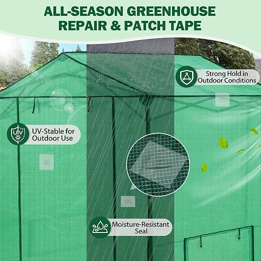 EAGLE PEAK Greenhouse Repair Tape 4”x10”, Heavy Duty Clear Waterproof Patch Kit, Sealing Tape for Greenhouse Film, Tent, Awning, RV Roof Repair, 8 Pack, Clear